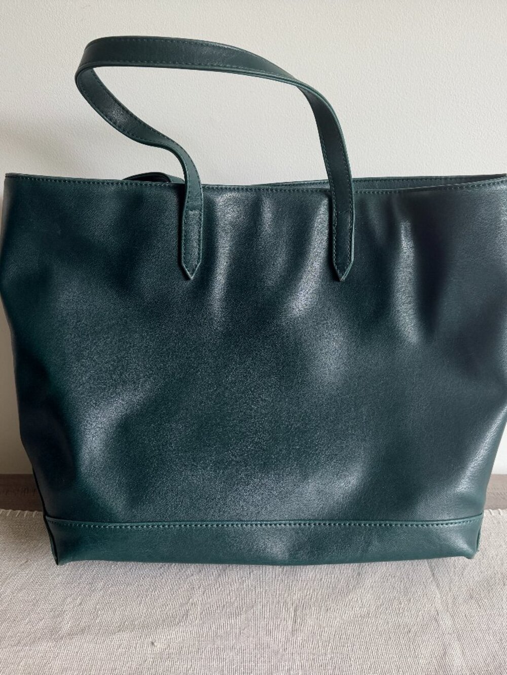 Matt & Nat Large Vegan Leather Tote Bag – Deep Teal / Forest Green
